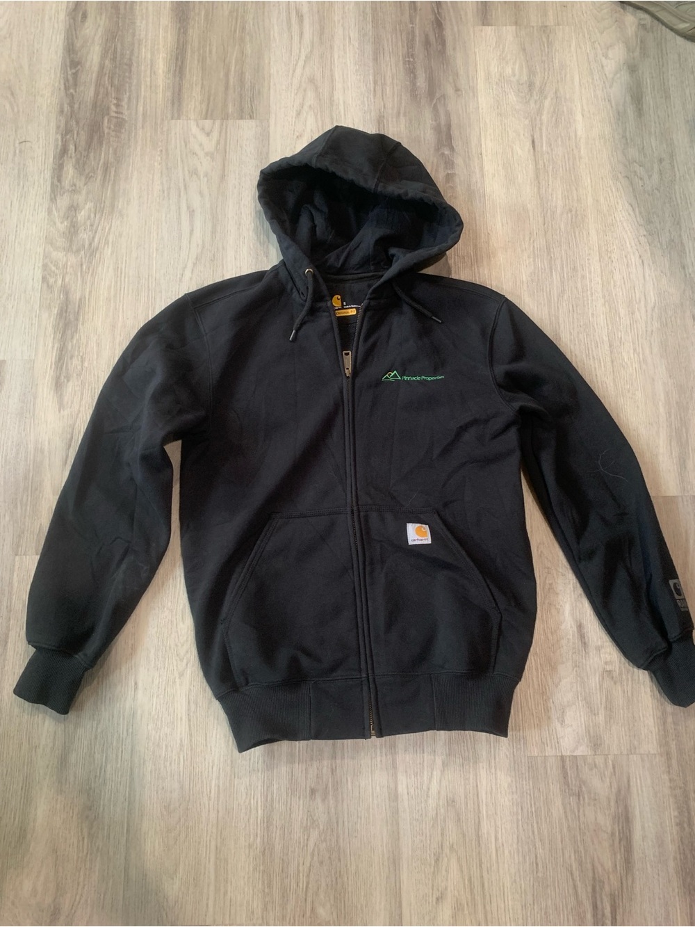 Men’s Carhartt Rain Defender Zip-up Jacket Hoodie. Subtle Green Logo. Small.